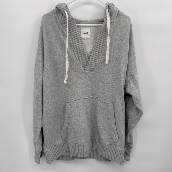 Aerie Womens Down to Earth Oversized Hoodie Size M Gray Cozy Casual Pocket - Picture 3 of 10